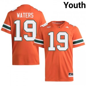#19 Jaelen Waters Hurricanes Orange Jersey | Authentic Embroidery Youth Player Football Gear 13658807
