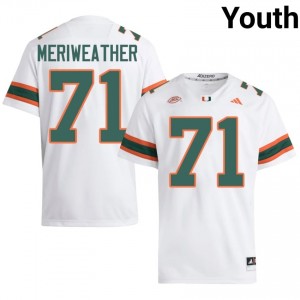 White Jamal Meriweather #71 Canes Jersey | Youth High School Football Limited Stitched 57735472