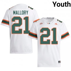#21 Javian Mallory Hurricanes White Jersey | Alumni Stitched Youth Player Football Gear 86059136