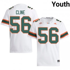 #56 Johnathan Cline Miami Hurricanes White Jersey | Classic Stitched Youth Player Football Gear 46590708