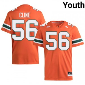UM Canes Johnathan Cline #56 Orange Jersey | Pro Cut Embroidery NCAA Football Youth Apparel 85648912