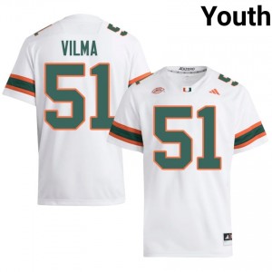 UM Canes Jonathan Vilma #51 White Jersey | Pro Cut Stitched NCAA Football Youth Apparel 37214986