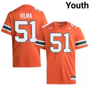 Jonathan Vilma #51 UM Hurricanes Jersey | Exclusive Orange College Football Youth Embroidery 65422961