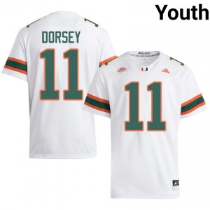 White Ken Dorsey #11 Canes Jersey | Youth High School Football Limited Stitched 35658224