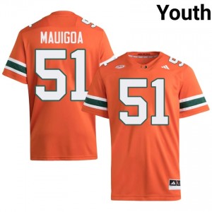 Kiko Mauigoa #51 UM Hurricanes Jersey | Exclusive Orange College Football Youth Embroidery 63311477
