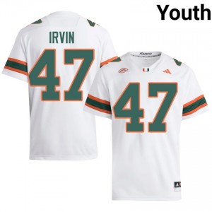 White Michael Irvin #47 Hurricanes Jersey | Youth High School Football Licensed Stitched 69799575