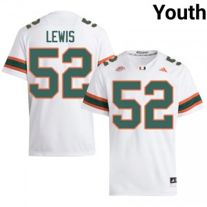#52 Ray Lewis Hurricanes White Jersey | Authentic Stitched Youth Player Football Gear 82219510