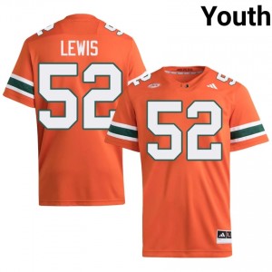 Miami Ray Lewis #52 Orange Jersey | Premium Embroidery NCAA Football Youth Apparel 70887586