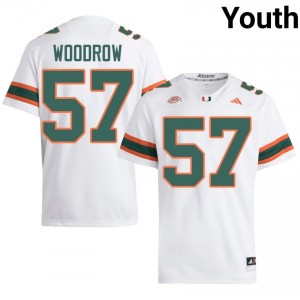 UM Canes Rhys Woodrow #57 White Jersey | Genuine Stitched NCAA Football Youth Apparel 71312016
