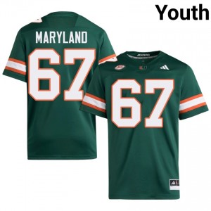 Durable Russell Maryland #67 UM Hurricanes Green Jersey | Youth University Football Swen Fan Gear 54548434