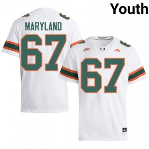 Officially Licensed Russell Maryland #67 Miami Canes White Jersey | Youth University Football Stitched Fan Gear 82918692