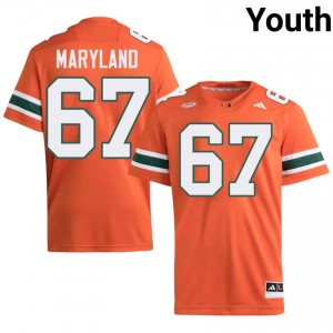 Orange Russell Maryland #67 Canes Jersey | Youth High School Football Fresh Embroidery 85960939
