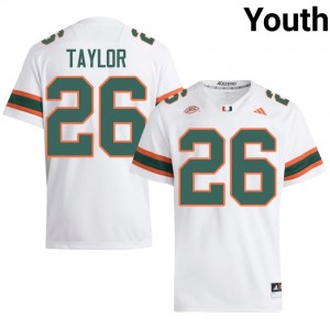 Durable Sean Taylor #26 UM Hurricanes White Jersey | Youth University Football Stitched Fan Gear 82337225