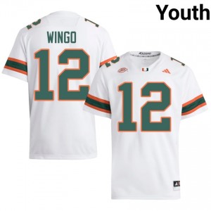 Miami Somourian Wingo #12 White Jersey | Essential Stitched NCAA Football Youth Apparel 11082872