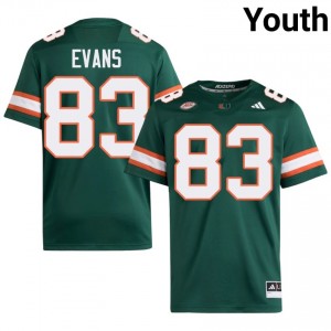 Durable Tyran Evans #83 UM Hurricanes Green Jersey | Youth University Football Swen Fan Gear 12576160