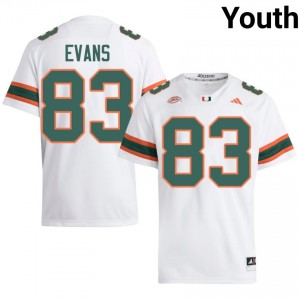 Top-Tier Tyran Evans #83 UM Hurricanes White Jersey | Youth University Football Stitched Fan Gear 33568182