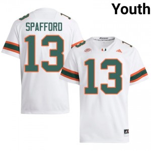 Durable Vance Spafford #13 UM Hurricanes White Jersey | Youth University Football Stitched Fan Gear 20724803