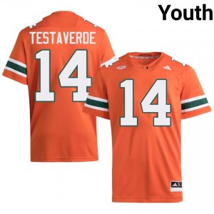 UM Canes Vinny Testaverde #14 Orange Jersey | Pro Cut Embroidery NCAA Football Youth Apparel 33422849